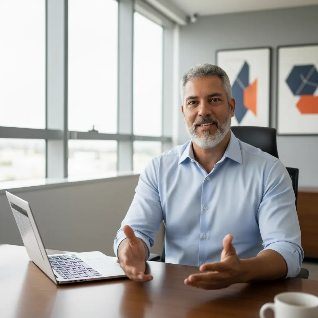 Marcus Seixas conduzindo uma sessão de estratégia